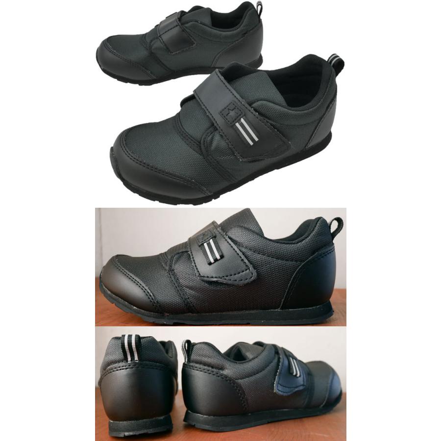 MoonStar（ムーンスター） 男の子 女の子 子供靴 キッズ ジュニア スニーカー リトルスター04 ベルクロ ローカット 真っ黒 ...