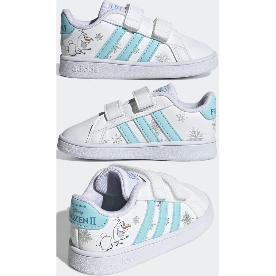 アディダス Adidas 女の子 子供靴 キッズ 数量限定 ベビー スニーカー グランドコート ベルクロ ディズニー コラボ I アナと雪の女王2 ローカット 運動靴 Gz7616