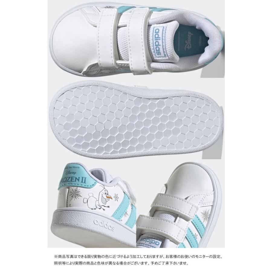 アディダス Adidas 女の子 子供靴 キッズ 数量限定 ベビー スニーカー グランドコート ベルクロ ディズニー コラボ I アナと雪の女王2 ローカット 運動靴 Gz7616