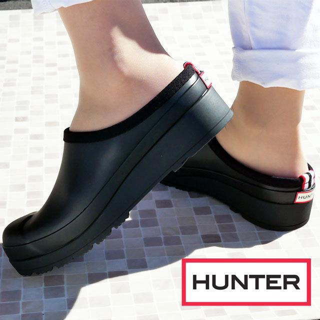 ハンター HUNTER レディース クロッグサンダル オリジナル プレイ クロッグス 厚底 防水 レインシューズ スリッポン 雨靴 WFF1002RMA ブラック 黒｜smw