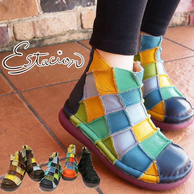 エスタシオン Estacion レディース ショートブーツ 本革 レザー
