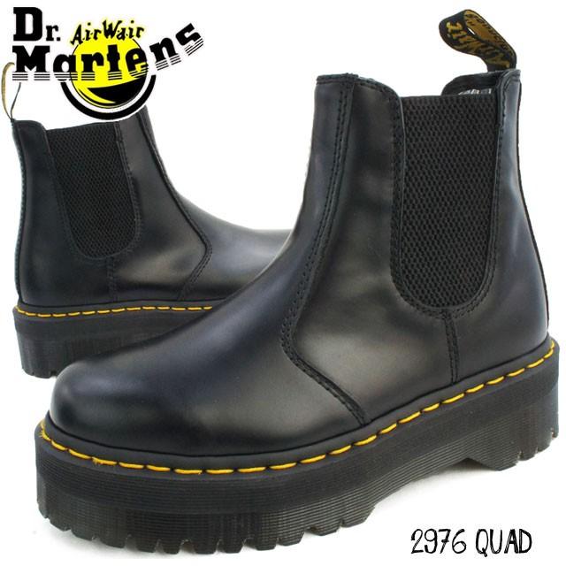 ドクターマーチン Dr.Martens 2976 QUAD サイドゴアブーツ レディース 24687001 チェルシーブーツ ショートブーツ レザーブーツ 厚底 ブラック｜smw