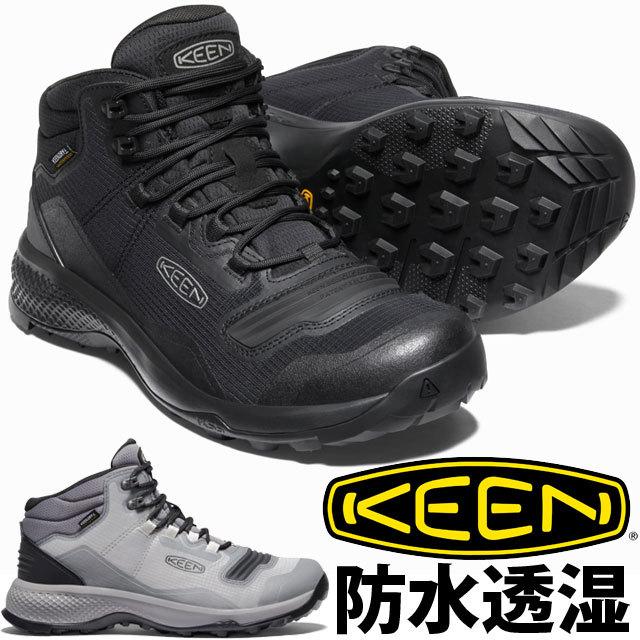 キーン KEEN メンズ トレッキングシューズ テンポ フレックス ミッド WP 防水 ミッドカット スニーカー ハイキングシューズ ウォータープルーフ1025293 黒｜smw