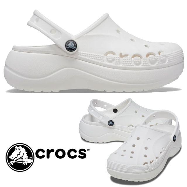 ★新品タグ付き★crocs ホワイト クロッグサンダル 厚底 crocs（クロックス） 厚底 クロッグサンダル レディース バヤ