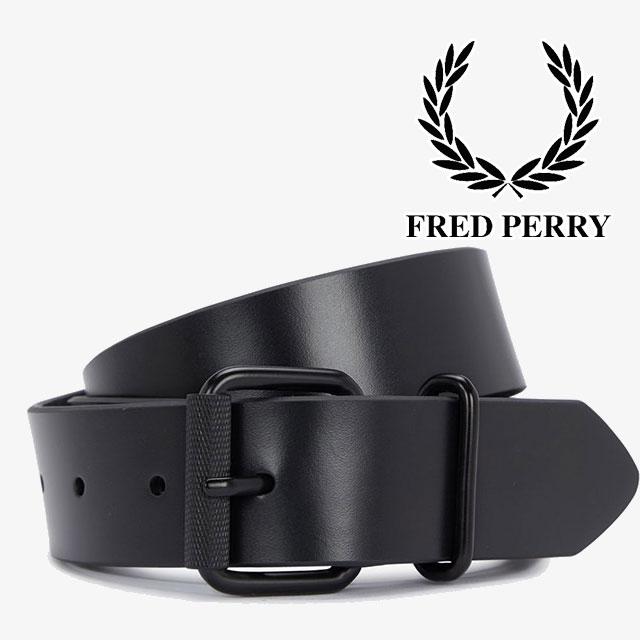 フレッドペリー ブラックバックル 本革 レザーベルト スペイン製 ブラック FRED PERRY（フレッドペリー） ボックスレザーベルト メンズ 本革