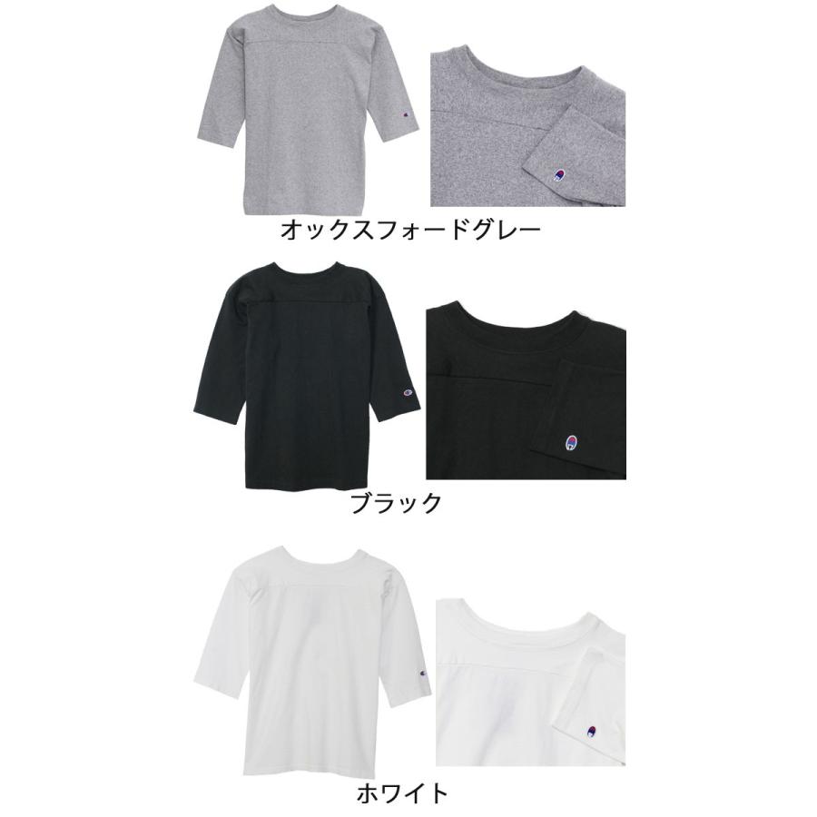 チャンピオン Championメンズ Tシャツ アパレル C5-U403 T1011 ティーテンイレブン フットボールTシャツ 3/4スリーブ 7分袖 無地 半袖 丸首 MADE IN USA｜smw｜02