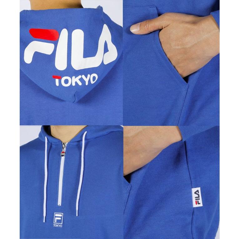 フィラ FILA メンズ レディース ジュニア ハーフジップパーカー FM5168 フード 長袖 ユニセックス スポーティー 限定 TOKYO｜smw｜04