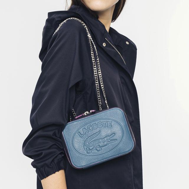 LACOSTE ラコステ レディース レザーショッパーバッグ メタルチェーン 