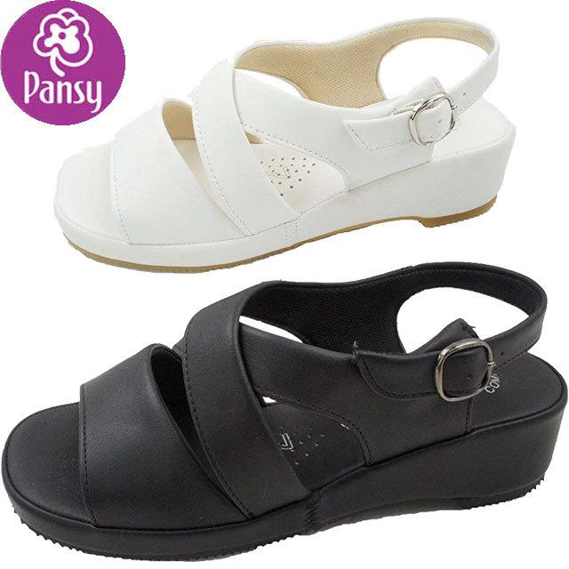パンジー Pansy レディース オフィスサンダル 5302 バックストラップ ストラップサンダル ウェッジソール ナースサンダル 白 ホワイト 黒 ブラック シューマートワールド 通販 Paypayモール