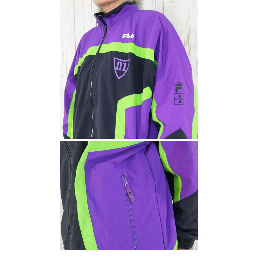 90s FILA フィラ ナイロンジャケット エヴァンゲリオン 初号機カラーXL FILA 爆買 フィラ ジャケット アウター メンズ 25SPU8000 新世紀