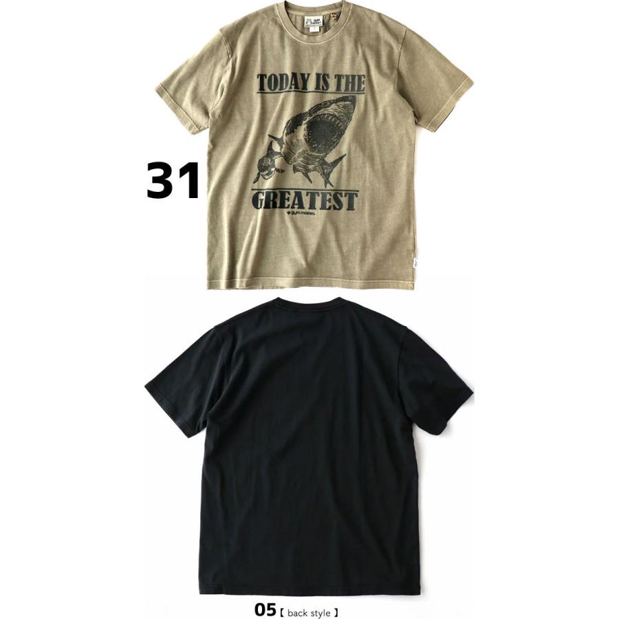 ジムマスター gym master Tシャツ メンズ レディース G833631 5.6ozピグメントSharkTee 半袖 丸首 クルーネック キャンプ グランピング サメ コットン100％ 黒｜smw｜09