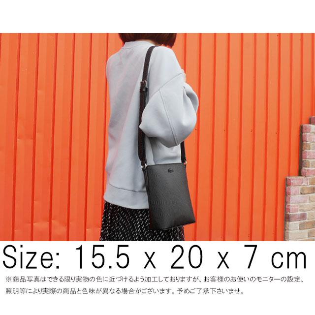 美品 ラコステ シャンタコ 鹿の子地エンボスレザー ショルダー