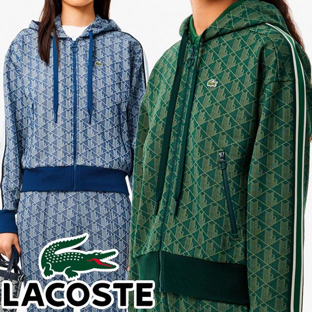 希少 美品 Lacoste モノグラムジャカードフーディー ラコステ LACOSTE モノグラムジャカードフーディー （モスグリーン