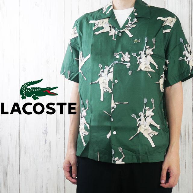 【グリーン】シーズナルテキスタイルオープンカラーシャツ ラコステ LACOSTE シーズナルテキスタイルオープンカラーシャツ
