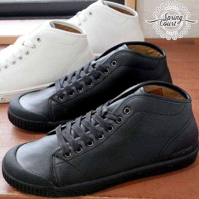 安い 店舗 大阪 スプリングコート Spring Court メンズ スニーカー B2 ナッパ レザー ミッドカット B2n V5 ブラック ブラック ホワイト シューマートワールド 通販 モール 特売品 Www Amir Org Rw