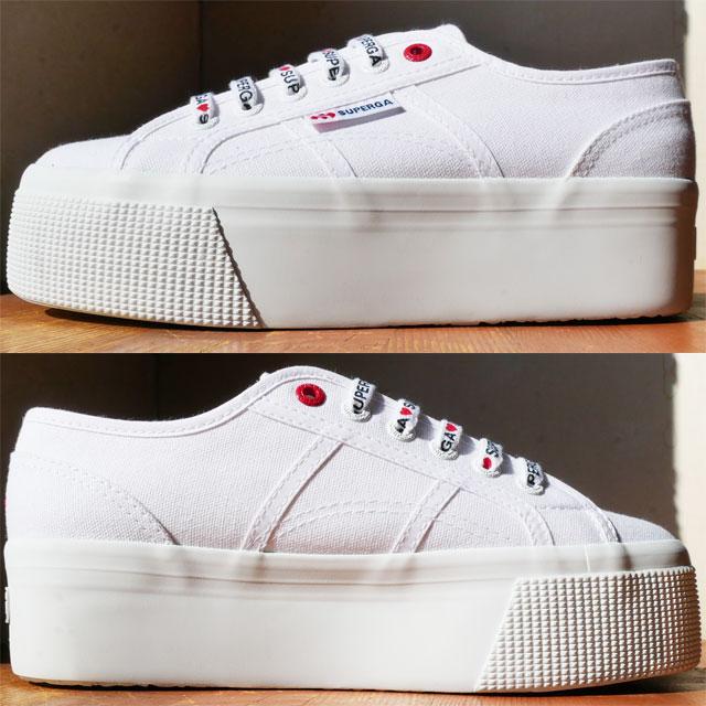 スペルガ SUPERGA スニーカー 靴 レディース 厚底 2790 リトル ハートエンブロイダリー S11386W AB7 ホワイト-レッド ハート白｜smw｜03