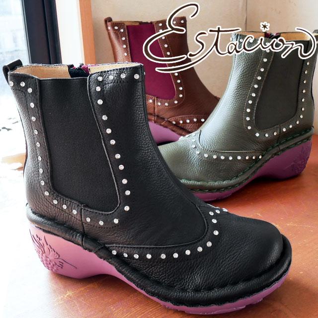 エスタシオン Estacion レディース ショートブーツ レザーブーツ 本革