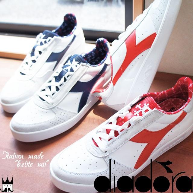 ディアドラ Diadora メンズ スニーカー B Elite ホワイト レッド ホワイト クラシックネイビー レザースニーカー 天然皮革 イタリア製 靴 T03 シューマートワールド 通販 Yahoo ショッピング