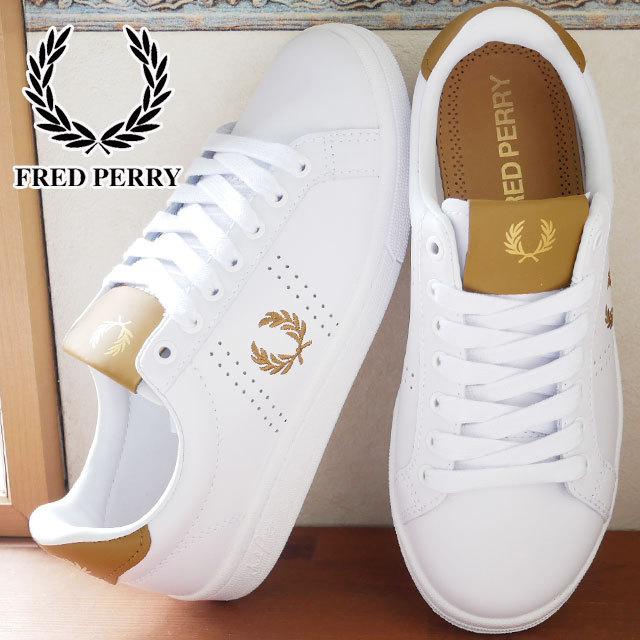 フレッドペリー Fred Perry メンズ レディース スニーカー レザースニーカー 白 レザーシューズ ローカット ホワイト ダークキャメル 21 Leather B21 100 シューマートワールド 通販 Paypayモール
