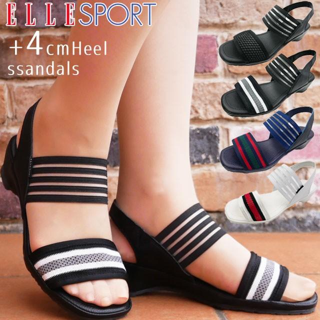エルスポーツ Elle Sport レディース 厚底サンダル ウェッジサンダル黒 ブラック 白 ホワイト ネイビー シースルー バックバンド Esp119a シューマートワールド 通販 Paypayモール
