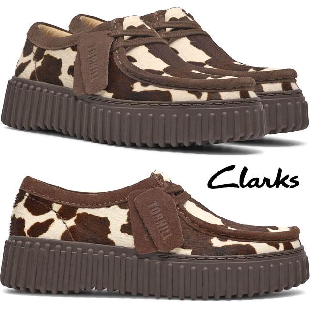 クラークス　ワラビー　牛柄　レディース　厚底 Clarks（クラークス） レディース 厚底本革 チャンキーソール