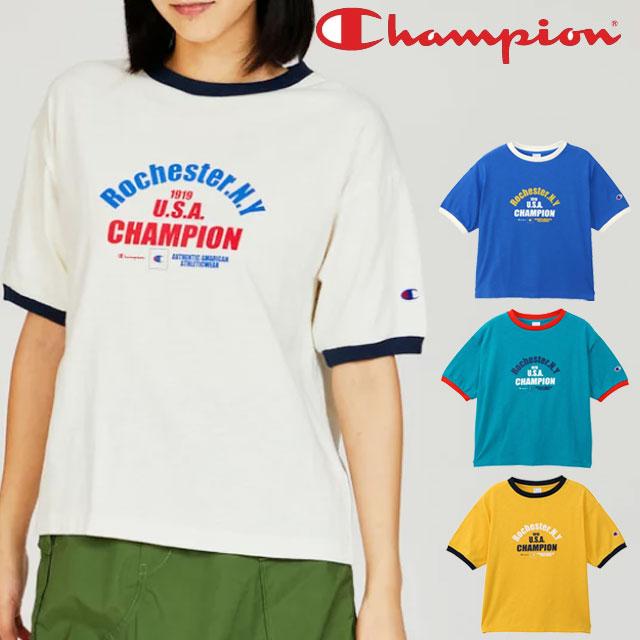 チャンピオン ショートスリーブリンガーTシャツ レディース CW-B316 半袖 ロゴ ティーシャツ プリント トップス アパレル ライン ウェア スポーティ パイピング | Champion
