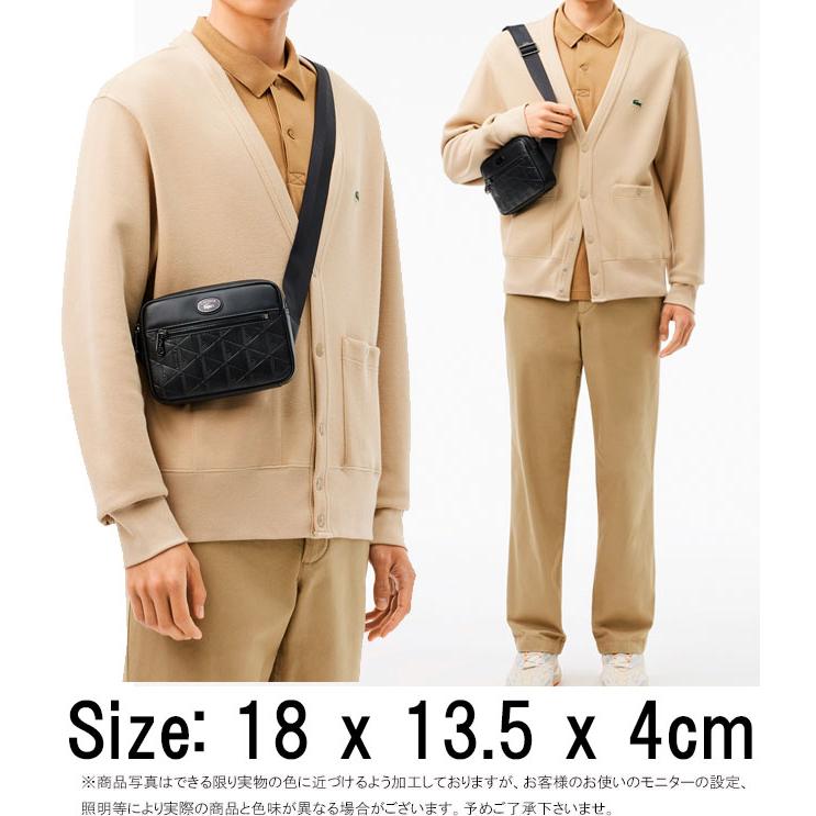 LACOSTE ラコステ モノグラム レザーモノグラムリポーターバッグ LACOSTE ラコステ モノグラム レザーモノグラムリポーターバッグ