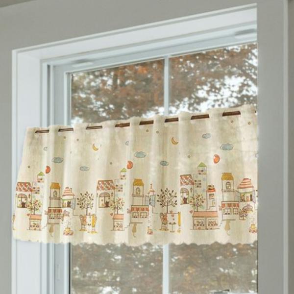 カフェカーテン 小窓 おしゃれ 北欧 丈45 レース かわいい 猫 花