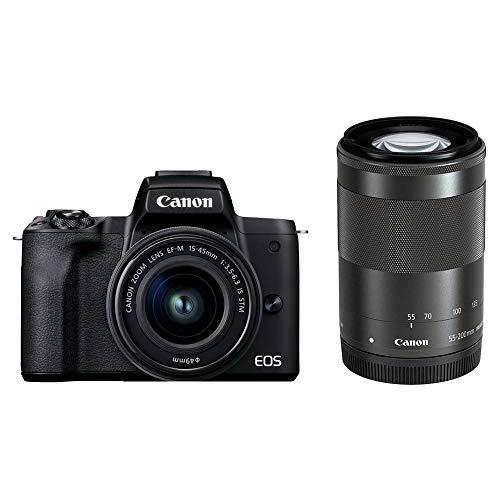 Canon ミラーレス一眼カメラ EOS Kiss M2 ダブルズームキット ブラック 