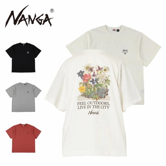 OHGA アイボリー 半袖Tシャツ 花モチーフ NANGA（ナンガ） ECO HYBRID VINTAGE FLOWER TEE エコハイブリッド