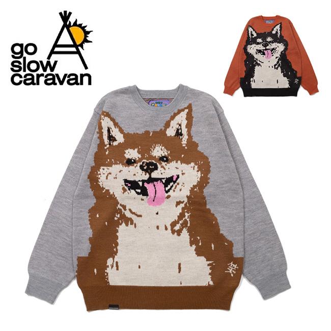 ゴースローキャラバン(GOSLOWCARAVAN)笑う柴犬 IMPACT ジャガードニットセーター 356105 GRY(Me… go slow caravan（ゴースローキャラバン） 笑う柴犬 IMPACTジャガード