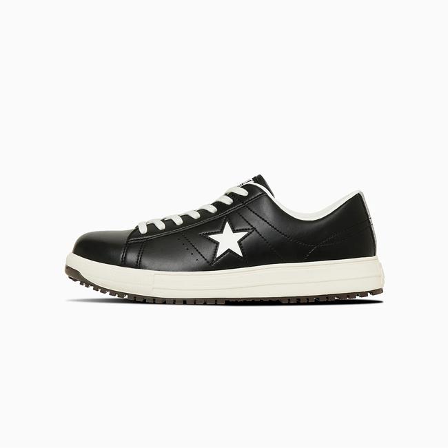 CONVERSE コンバース ONE STAR PS ワンスターPS Black/White 33701750 【 安全靴 作業靴 セーフティーシューズ JSAA規格 A種 人工皮革製 プロスニーカー 】の画像