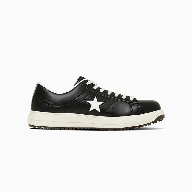 CONVERSE コンバース ONE STAR PS ワンスターPS Black/White 33701750 【 安全靴 作業靴 セーフティーシューズ JSAA規格 A種 人工皮革製 プロスニーカー 】の画像