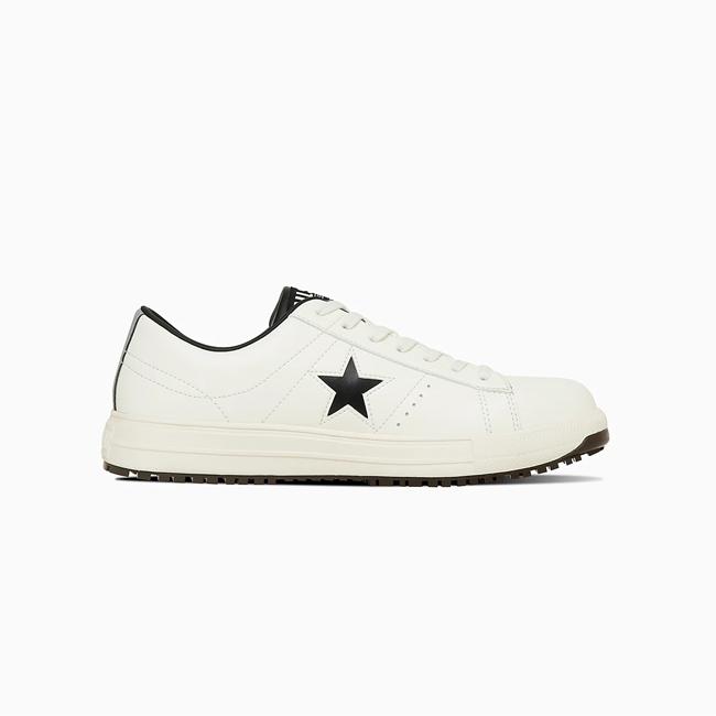 CONVERSE コンバース ONE STAR PS ワンスターPS White/Black 33701751 【 安全靴 作業靴 セーフティーシューズ JSAA規格 A種 人工皮革製 プロスニーカー 】の画像