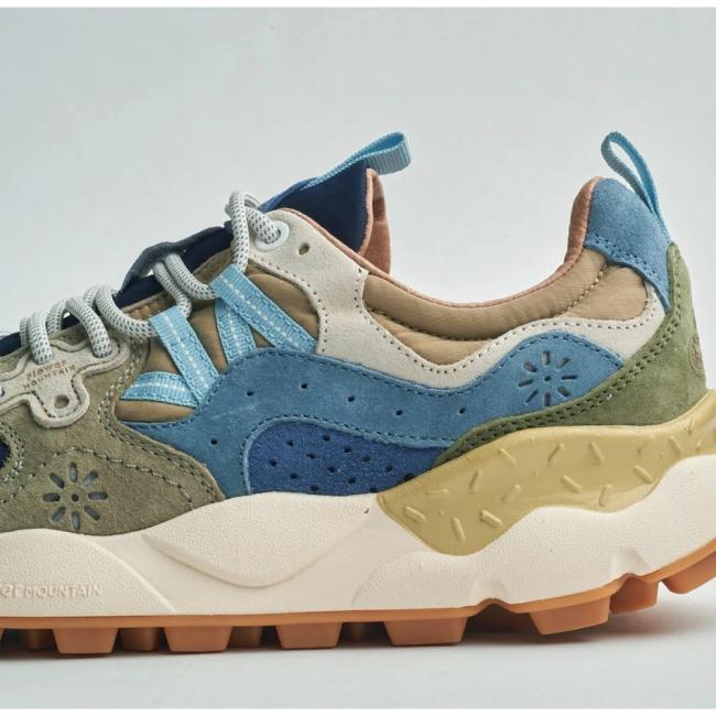 FlowerMOUNTAIN フラワーマウンテン YAMANO3 ヤマノ3 Navy/Blue/Khaki FM63781 【 靴 スニーカー シューズ 抗菌 防臭 吸水 アウトドア 】の画像