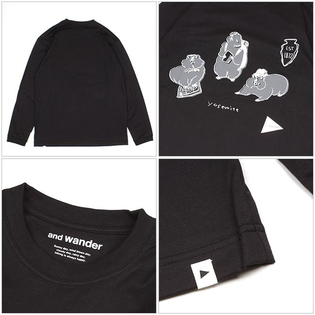 and wander アンドワンダー marmot by YUKO SAEKI long sleeve T ロングスリーブティー 574-1184131 【Tシャツ/長袖/佐伯ゆう子/マーモット】｜snb-shop｜02