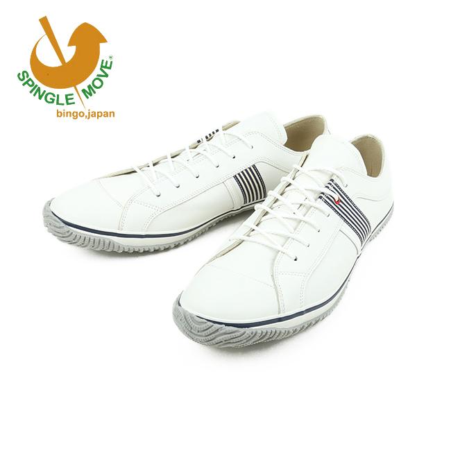 【サイズ交換送料無料】SPINGLE MOVE スピングルムーブ SPM-168/SP-168 White/Navy SPM168-67/SP168-67 【 スニーカー シューズ 靴 牛革スムースレザー 】