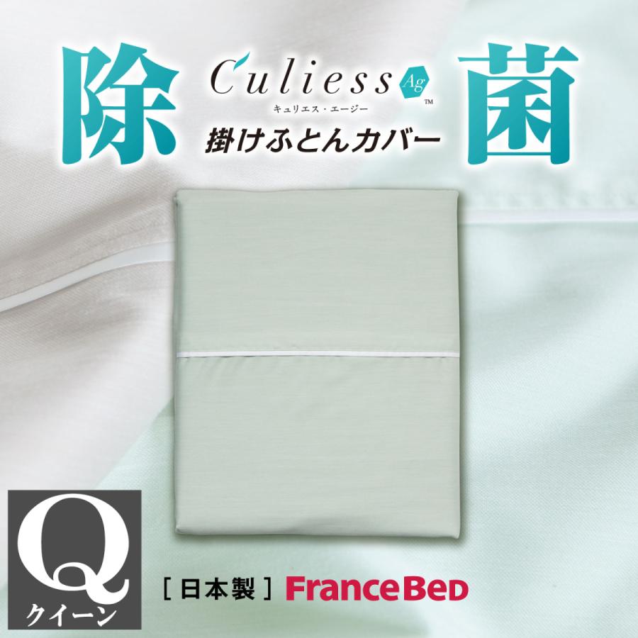 フランスベッド 掛ふとんカバー クイーン Q キュリエスAg 除菌 銀イオン アグリーザ 快適 francebed 日本製 衛生 culiess グリーン ベージュ｜sndinterior