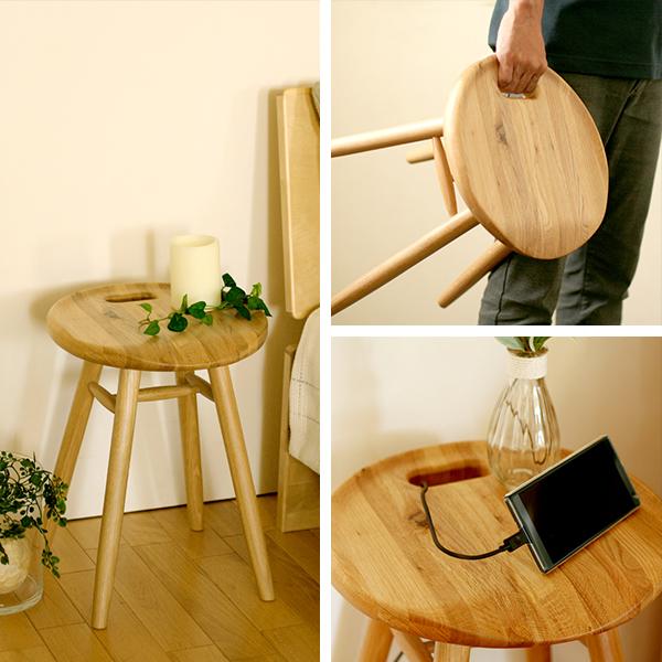 起立木工 スツール KOMO コモ 円形スツール オーク材 無垢 木製