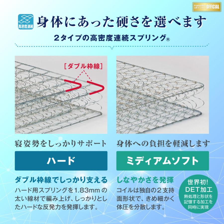フランスベッド 【正規品】 マットレス D ダブル LT-5000α ハード ソフト 厚さ28cm 正規品 LT5000 除菌 キュリエスAg スプリング 腰痛 抗菌の画像