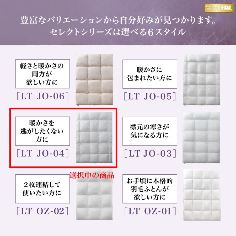 フランスベッド 羽毛布団 オールシーズン 2枚合わせ D ダブル LT JO-04 セレクト ホワイトグースダウン90% ポーランド産 制菌 消臭 防ダニ 10年保証 日本製