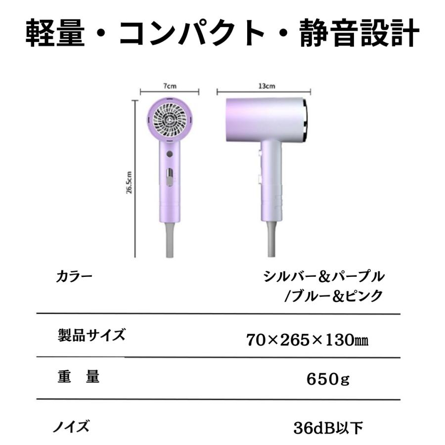 ドライヤー ヘアドライヤー 速乾 大風量 軽量 強風 静音 小さい  マイナスイオン 安い 冷熱風｜sne0409｜10