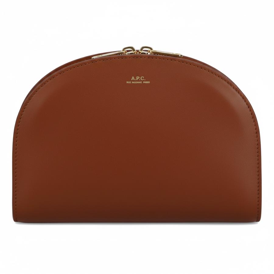 A.P.C. アーペーセー ショルダーバッグ デミルーン レディース 斜めがけ 軽量 DEMI-LUNE LEATHER CLUTCH ブラウン PXAWV F61596の画像