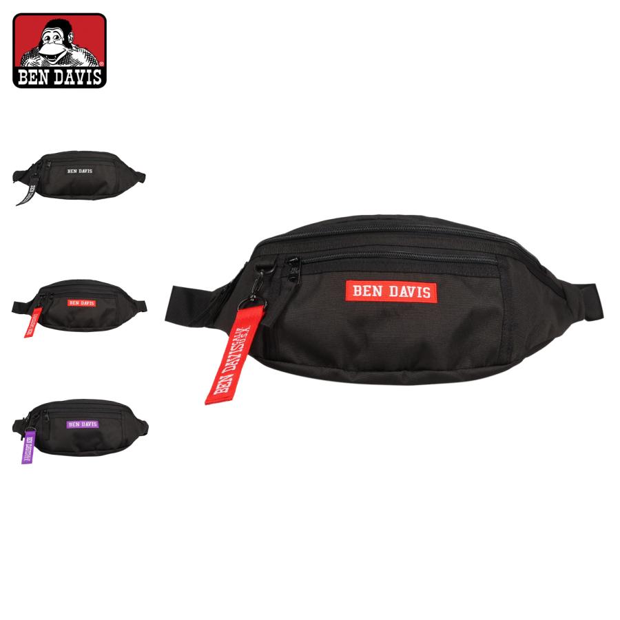 BENDAVIS ベンデイビス バッグ ウエストバッグ ボディバッグ メンズ レディース 斜めがけ 軽量 ファスナー付き LOGO TAPE WAISTBAG ブラック 黒 BDW-9274 | BEN DAVIS