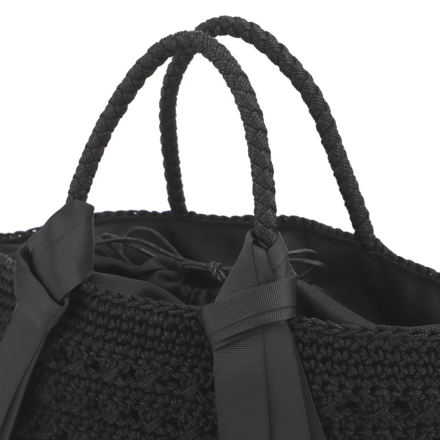 cache cache カシュカシュ バッグ トートバッグ カゴバッグ 下がりグログラン柄編みトート レディース 大きめ 大容量 A4 軽量 10-00-06290の画像