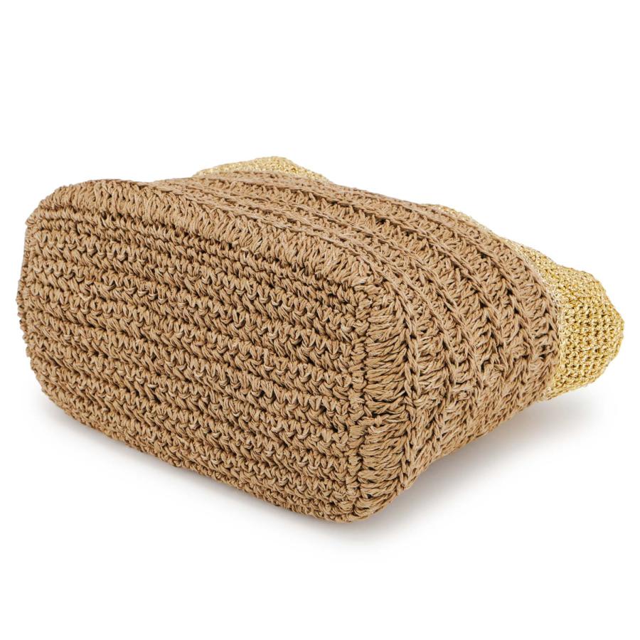 cache cache カシュカシュ バッグ トートバッグ カゴバッグ ラメ切替クロッシェトート レディース 大きめ 大容量 A4 軽量 10-00-06370の画像