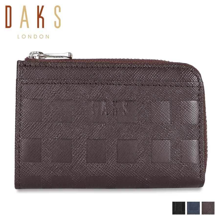 DAKS ダックス 財布 小銭入れ ケース メンズ L字ファスナー COIN CASE ブラック ネイビー ブラウン 黒 DP25775 DAKS（ダックス） 財布 小銭入れ コインケース メンズ L字ファスナー