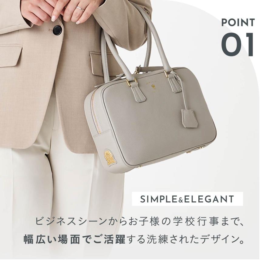 A.D.M.J. アクセソワ・ドゥ・マドモワゼル ボストンバッグ レディース 本革 小さめ グレー ネイビー ベージュ ACS01183の画像