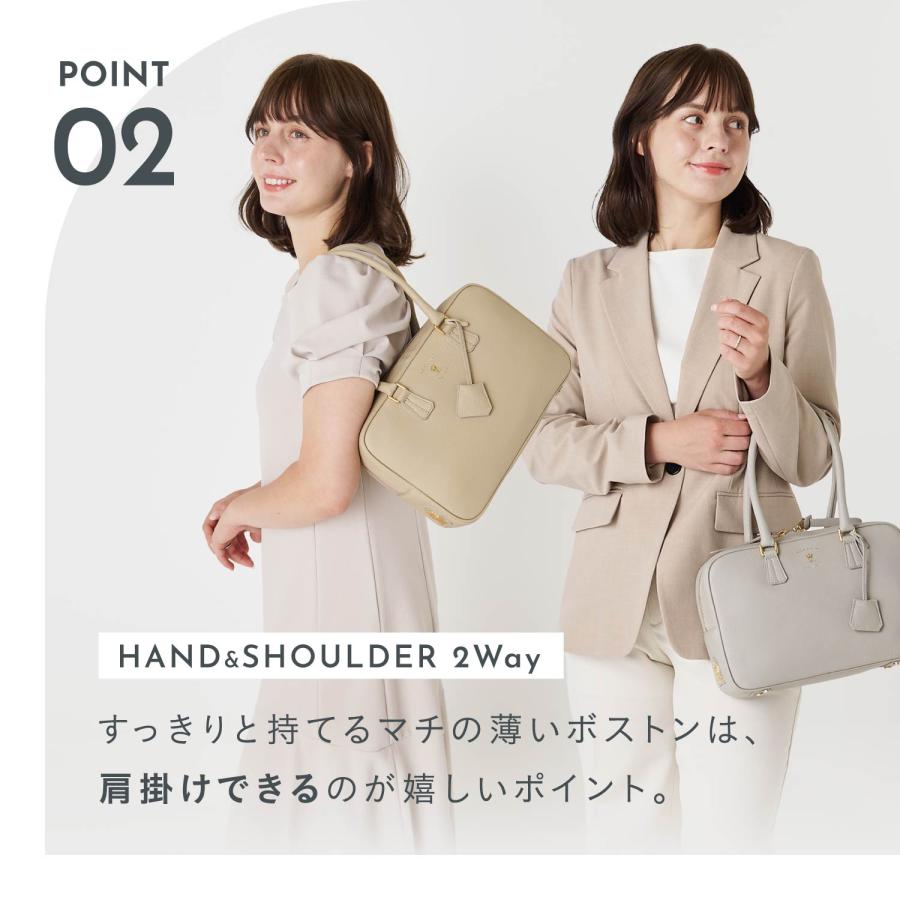 A.D.M.J. アクセソワ・ドゥ・マドモワゼル ボストンバッグ レディース 本革 小さめ グレー ネイビー ベージュ ACS01183の画像