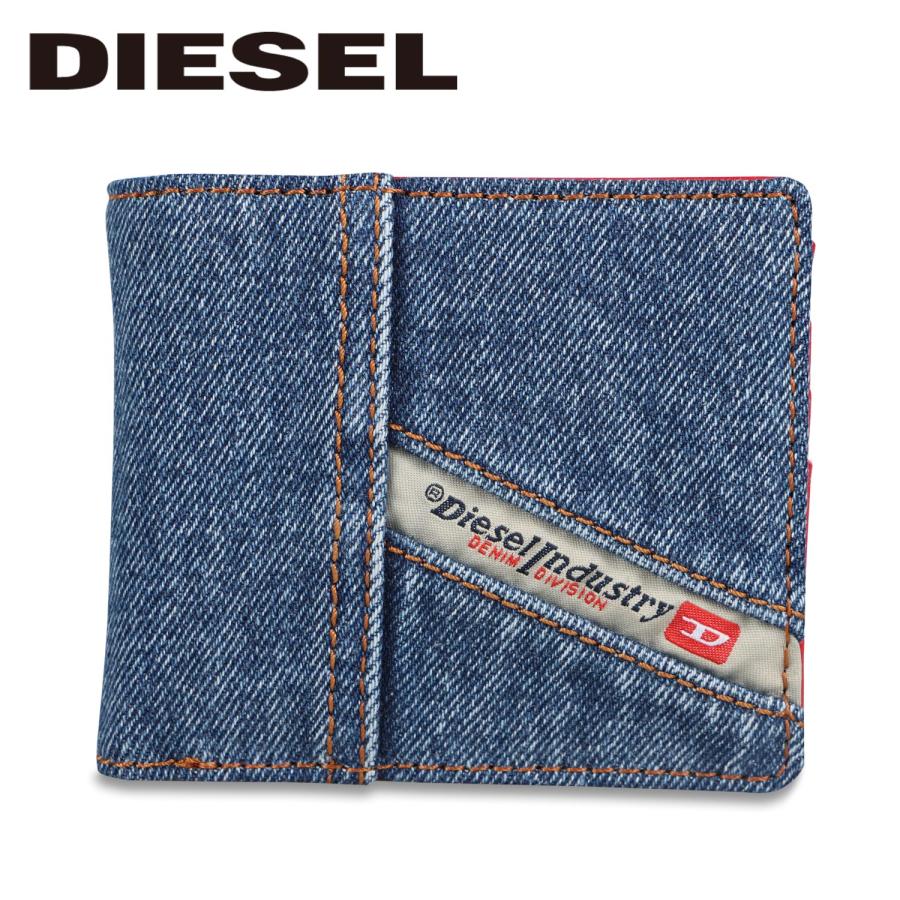 大人の上質  ディーゼル X08450-P4493 ブルー インディゴ WALLET S HIRESH DAVYS レディース メンズ ミニ財布 二つ折り 財布 DIESEL 二つ折り財布